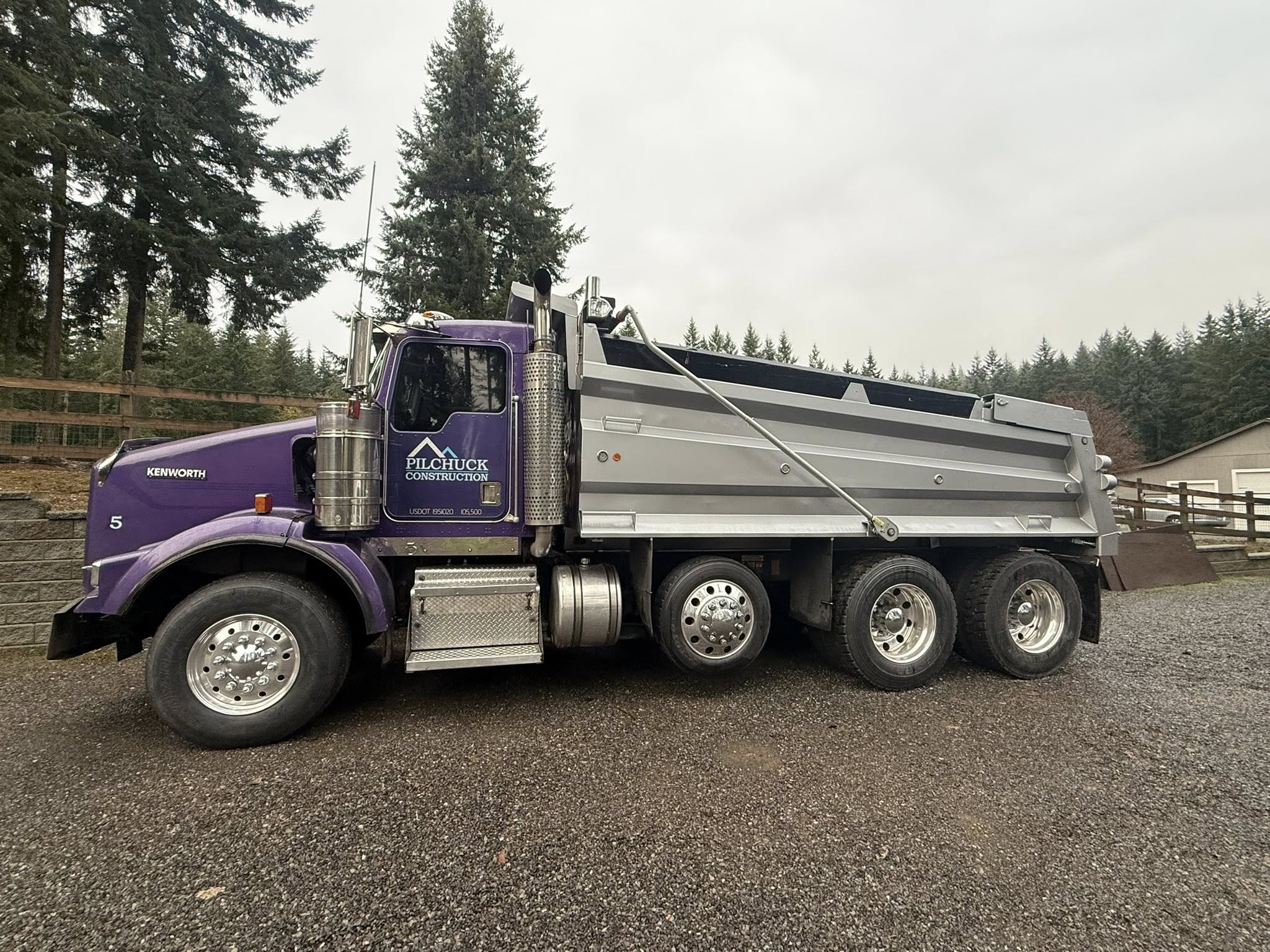 Pilchuck Construction Kenworth dump truck in Western Washington